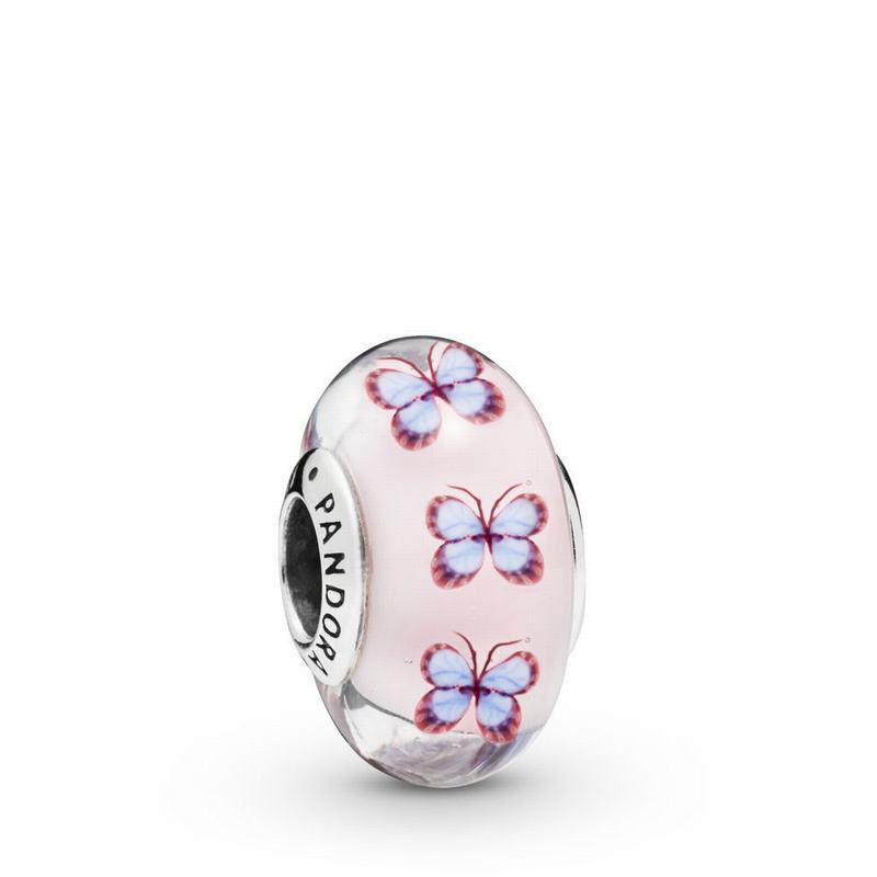 Pandora Butterfly Glass Charm Ireland - Sterling Silver/Glass/Pink - 659820WCV